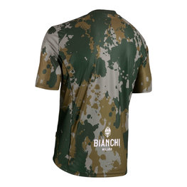 BIANCHI MILANO Cyklistický dres s krátkym rukávom - POZZILLO MTB - zelená/hnedá