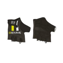 Cyklistické rukavice krátkoprsté - STRAPS - čierna/biela/žltá