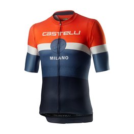 CASTELLI Cyklistický dres s krátkym rukávom - MILANO - oranžová/modrá/čierna
