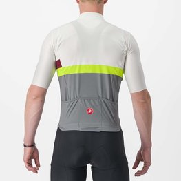 CASTELLI Cyklistický dres s krátkym rukávom - A BLOCCO - bordová/šedá/žltá/ivory