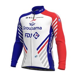 ALÉ Cyklistický dres s dlhým rukávom zimný - GROUPAMA FDJ 20 WNT - červená/biela/modrá