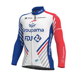 ALÉ Cyklistický dres s dlhým rukávom zimný - GROUPAMA FDJ 19 WNT - červená/modrá/biela