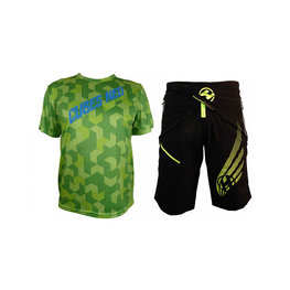 HAVEN Cyklistický MTB dres a nohavice - CUBES NEO - zelená/čierna