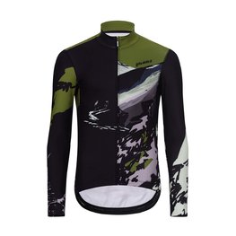 HOLOKOLO Cyklistický dres s dlhým rukávom zimný - CAMOUFLAGE WINTER - zelená/čierna