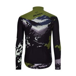 HOLOKOLO Cyklistický dres s dlhým rukávom zimný - CAMOUFLAGE WINTER - zelená/čierna