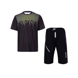 HOLOKOLO Cyklistický MTB dres a nohavice - FORCE MTB - čierna/žltá