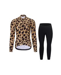 RIVANELLE Cyklistická zimná bunda a nohavice - WILDCAT II WINTER - béžová/hnedá/čierna