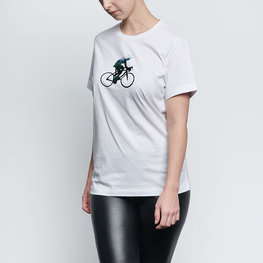 NU. BY HOLOKOLO Cyklistické tričko s krátkym rukávom - BEHIND BARS - biela/zelená