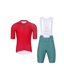 HOLOKOLO Cyklistický krátky dres a krátke nohavice - VICTORIOUS - zelená/červená