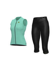 ALÉ Cyklistický krátky dres a krátke nohavice - COLOR BLOCK LADY - čierna/modrá