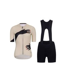 RIVANELLE Cyklistický krátky dres a krátke nohavice - HANDS LADY  - čierna/béžová