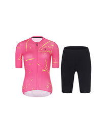RIVANELLE Cyklistický krátky dres a krátke nohavice - PASSION - žltá/ružová