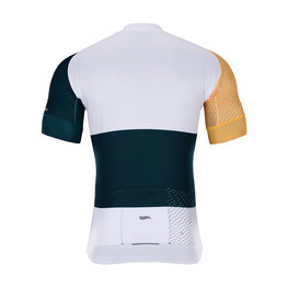 HOLOKOLO Cyklistický dres s krátkym rukávom - ENGRAVE - biela/žltá/modrá