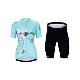 HOLOKOLO Cyklistický krátky dres a krátke nohavice - RAZZLE DAZZLE LADY - viacfarebná/svetlo modrá