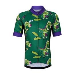 HOLOKOLO Cyklistický dres s krátkym rukávom - DINOSAURS KIDS - zelená