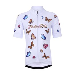 HOLOKOLO Cyklistický dres s krátkym rukávom - BUTTERFLIES KIDS - biela/viacfarebná