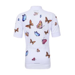 HOLOKOLO Cyklistický dres s krátkym rukávom - BUTTERFLIES KIDS - biela/viacfarebná