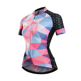 MONTON Cyklistický dres s krátkym rukávom - BREEZE LADY - ružová/svetlo modrá