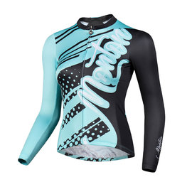 MONTON Cyklistický dres s dlhým rukávom letný - FERNYARN LADY SUMMER - zelená/čierna