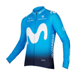 Cyklistický dres s dlhým rukávom zimný - MOVISTAR 2019 WINTER - biela/modrá/svetlo modrá