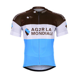 BONAVELO Cyklistický dres s krátkym rukávom - AG2R 2019 - biela/modrá/hnedá