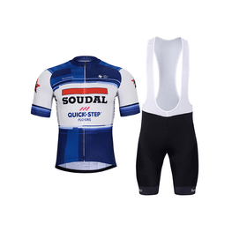 BONAVELO Cyklistický krátky dres a krátke nohavice - SOUDAL QUICK-STEP 24 - biela/čierna/modrá