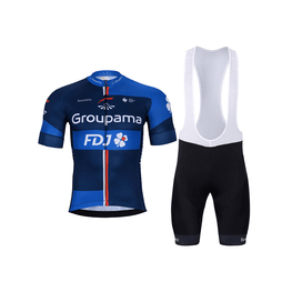 BONAVELO Cyklistický krátky dres a krátke nohavice - GROUPAMA FDJ 2025 - čierna/modrá