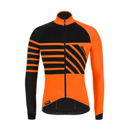 SANTINI Cyklistický dres s dlhým rukávom zimný - SVOLTA WINTER - čierna/oranžová