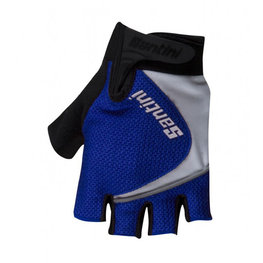 SANTINI Cyklistické rukavice krátkoprsté - STUDIO - čierna/tyrkysová