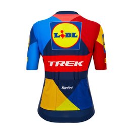 SANTINI Cyklistický dres s krátkym rukávom - LIDL TREK 2024 LADY - žltá/červená/modrá