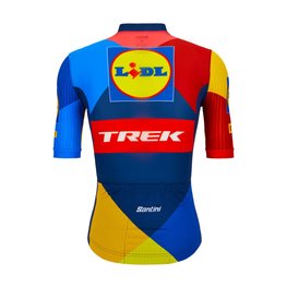 SANTINI Cyklistický dres s krátkym rukávom - LIDL TREK 2024 TEAM ORIGINAL - červená/žltá/modrá