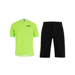 SANTINI Cyklistický MTB dres a nohavice - SASSO MTB  - zelená/čierna