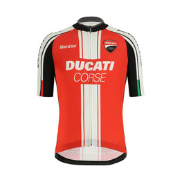 SANTINI Cyklistický dres s krátkym rukávom - DUCATI CORSE 2019 - čierna/červená