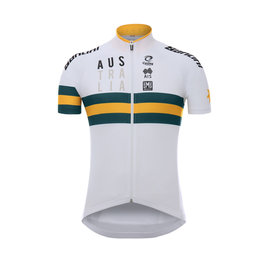SANTINI Cyklistický dres s krátkym rukávom - AUSTRALIA 2019 - biela/zelená/žltá