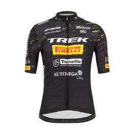 SANTINI Cyklistický dres s krátkym rukávom - TREK PIRELLI MTB 20 - čierna/biela/žltá