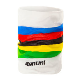SANTINI Cyklistický nákrčník - UCI RAINBOW - biela/dúhová