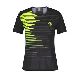SCOTT Cyklistické tričko s krátkym rukávom - RC RUN LADY - čierna/žltá