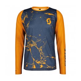 SCOTT Cyklistický dres s dlhým rukávom letný - TRAIL VERTIC LS - modrá/oranžová