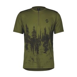 SCOTT Cyklistický dres s krátkym rukávom - TRAIL FLOW ZIP SS - zelená