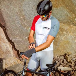 SIX2 Cyklistický dres s krátkym rukávom - BIKE3 ULTRALIGHT - biela/šedá/červená