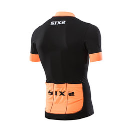SIX2 Cyklistický dres s krátkym rukávom - BIKE3 STRIPES - čierna/oranžová