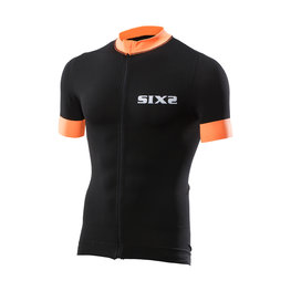 SIX2 Cyklistický dres s krátkym rukávom - BIKE3 STRIPES - čierna/oranžová