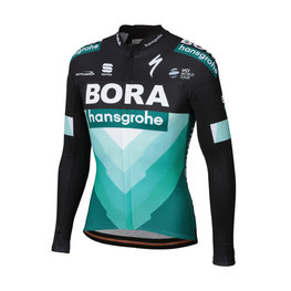 SPORTFUL Cyklistický dres s dlhým rukávom zimný - BORA 2019 WINTER - čierna/zelená