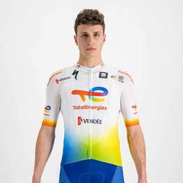 SPORTFUL Cyklistický dres s krátkym rukávom - TOTAL ENERGIES 2022 - biela/modrá/oranžová/žltá