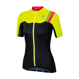 SPORTFUL Cyklistický dres s krátkym rukávom - BODYFIT PRO LADY - čierna/žltá