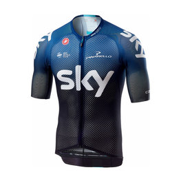 CASTELLI Cyklistický dres s krátkym rukávom - TEAM SKY 2019  - biela/modrá/čierna