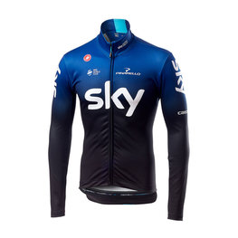 CASTELLI Cyklistický dres s dlhým rukávom zimný - TEAM SKY 2019 WINTER - modrá/čierna/biela
