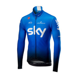 CASTELLI Cyklistický dres s dlhým rukávom zimný - TEAM SKY 2019 WINTER - biela/svetlo modrá/čierna