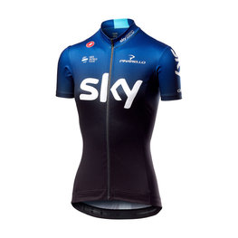 CASTELLI Cyklistický dres s krátkym rukávom - TEAM SKY FAN 2019 - biela/čierna/modrá