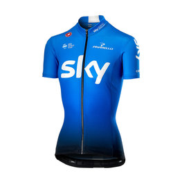 CASTELLI Cyklistický dres s krátkym rukávom - TEAM SKY FAN 2019 - svetlo modrá/biela/čierna